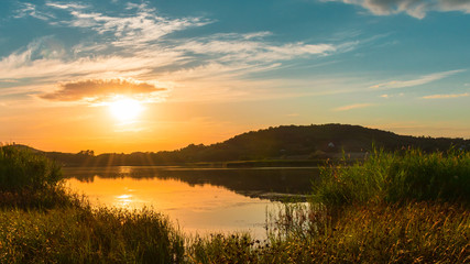Early evening in Tihany near to small lake.