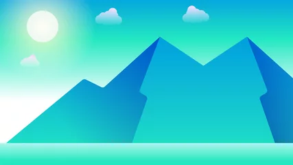 Wanddecoratie Koraalgroen mountains, sunset, clouds, mountain view, landscape vector design, landscape background, landscape illustration  © LeoSubtle