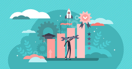 Skills vector illustration. Flat tiny business knowledge persons concept.