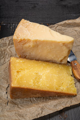Cheese collection, hard cheeses from North Italy, aged Maniva cheese from Alps, parmesan from Parma or Grana Padano