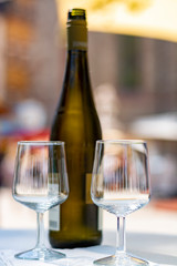 Street wine festival on Mosel river, Germany, during grape harvest