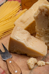 Cheese collection, hard italian cheese, aged parmesan and grana padano cheese