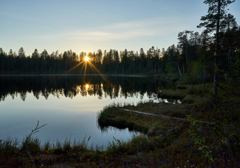 Midnight sun in Finnish Lapland