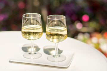 Street wine festival on Mosel river, Germany, during grape harvest