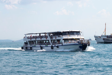 Passenger ferries operating in the Bosphorus, Istanbul, Turkey - Powered by Adobe