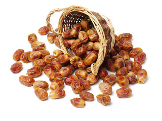 Medjool dates on white background
