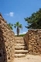 View of staircase in the Tomb of the Kings, Kato, Pafos, Cyprus, Greece