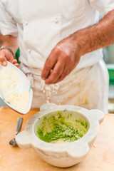 Pesto sauce preparation