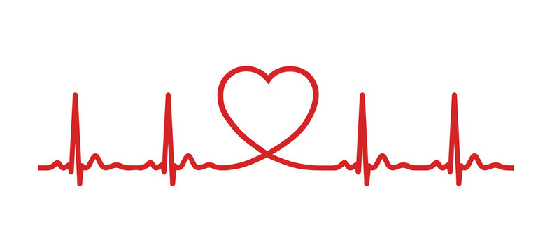 Ecg heart beat line with heart shape. Vector illustration icon.