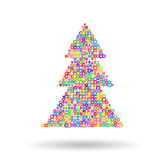 Fototapeta na wymiar Christmas tree with multicolored circles