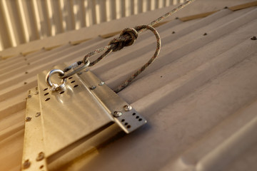 Industrial stainless abseiling anchor point connecting with screwgate locking Carabiner and...