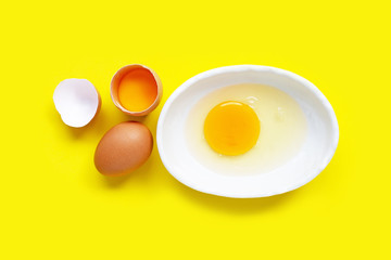 Eggs on yellow background.