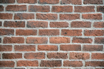 Hintergrund Backsteinmauer, Ziegelmauer mit weissen Fugen