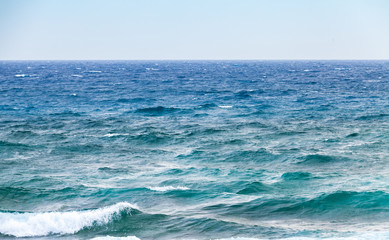 Fototapeta na wymiar Stormy water of Mediterranean Sea