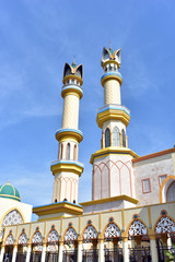 Fototapeta na wymiar The minarets of the Islamic Center Mosque in Lombok Island, Indonesia