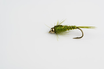 Wet Fly Fishing Nymph Rough Olive with brass bead head