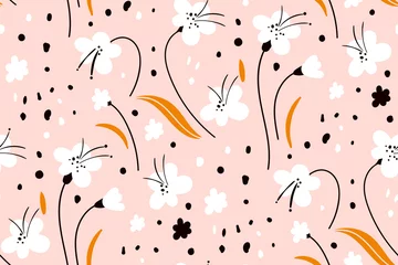 Foto op Plexiglas Bloemenmotief Ditsy bloemenachtergrond. De elegante sjabloon voor modeprints. Naadloze patroon met bloemen, takken. Creatieve bloementextuur.