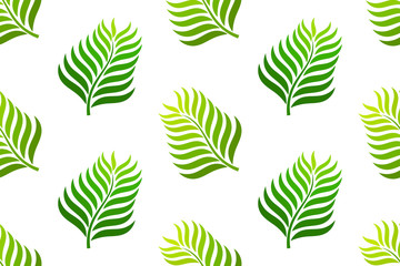 Green palm leaves seamless pattern.