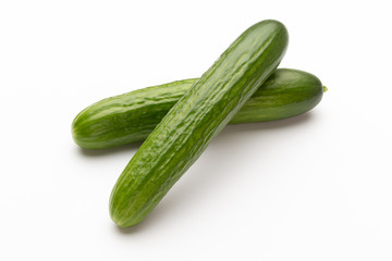 Fresh cucumber on white background.