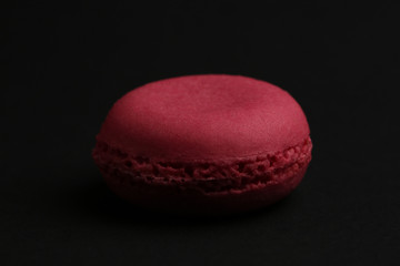 Macaroons of pink color tasty french cookies beautiful macro food photo