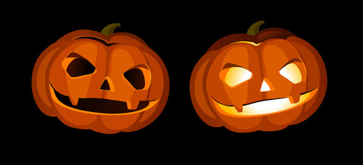 smiling orange halloween pumpkin, vector illustration
