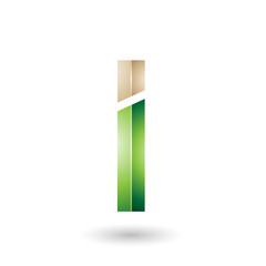 Beige and Green Rectangular Glossy Letter I