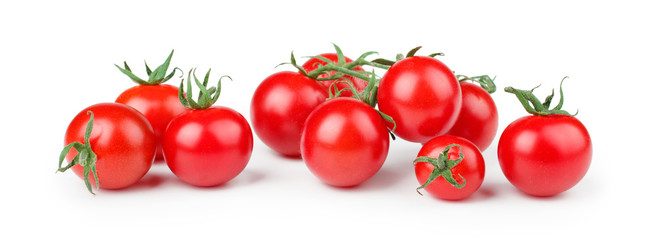 Cherry tomatoes isolated on white background. Front view