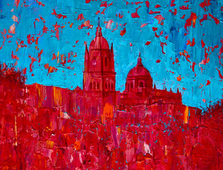 Abstract art painting of the Salamanca church © denys_kuvaiev