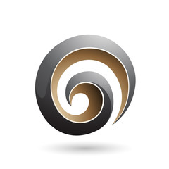 Black and Beige 3d Glossy Swirl Shape Illustration