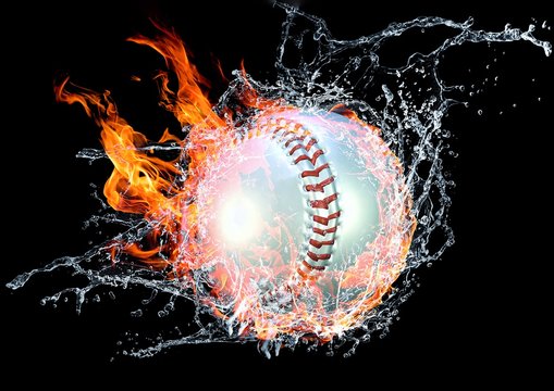 炎と水に包まれた野球ボール