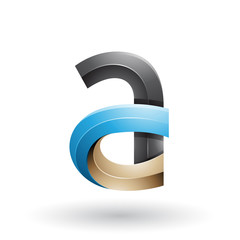 Black and Blue 3d Bold Curvy Letter A Illustration