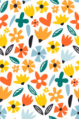 Seamless pattern with creative decorative flowers in scandinavian style. Great for fabric, textile.