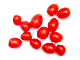 Red cherry tomatoes on a white background