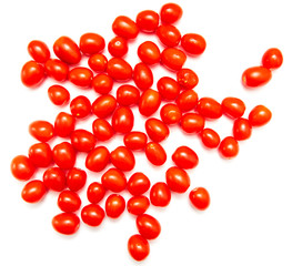 Red cherry tomatoes on a white background