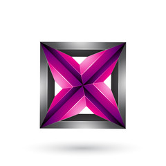 Black and Magenta 3d Geometrical Embossed Square and Triangle Shape Illustration
