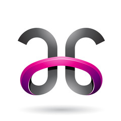 Black and Magenta Bold Curvy Letters A and G Illustration