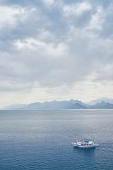 tourist boat and beautiful landscape