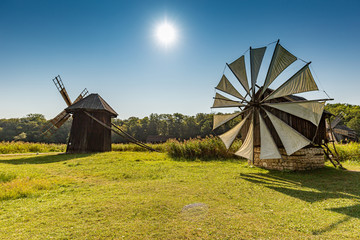 Naklejka premium Windmill village countryside