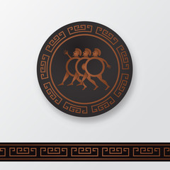 vector illustration of an ancient greek warriors with spear and shields.