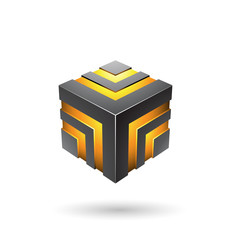 Black Bold Striped Cube Illustration