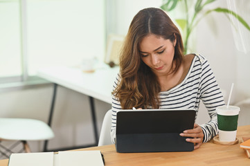 Creativity woman working with digital tablet.