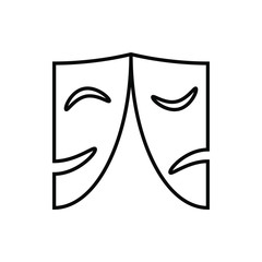 Theatrical masks graphic icons. Masks theatrical signs isolated on white background. Vector illustration