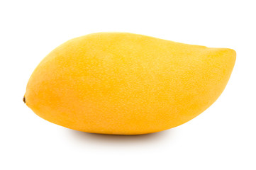 Yellow mango fruit isolated on white with clipping path.