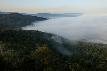 Sea of fog and mountains in early morning, Loei , Thailand.
