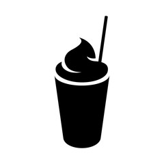 Black Milkshake with a Straw Icon isolated on a White Background Illustration