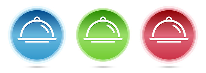 Food cover icon glass round buttons set illustration