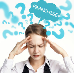 Business, technology, internet and network concept. The young entrepreneur comes up with an important idea: Franchise