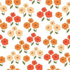 Fall and autumn season seamless pattern. Hand drawn scandinavian style repeated background texture for fabric, textile, wrapping paper, wallpaper surface design.