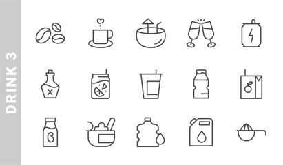 drink 3 icon set. Outline Style. each made in 64x64 pixel