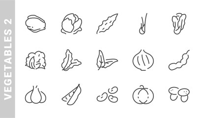 vegetables 2 icon set. Outline Style. each made in 64x64 pixel